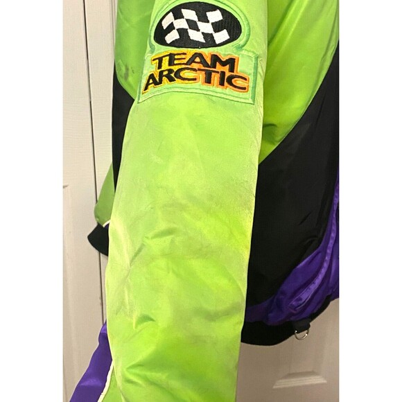 VTG 90s Arctic Cat Wear Jacket Snowmobile Racing Coat Mens XL USA Made Neons - Picture 9 of 16